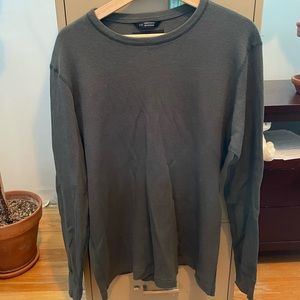 Wings and horns mens long sleeve waffle shirt in forest green